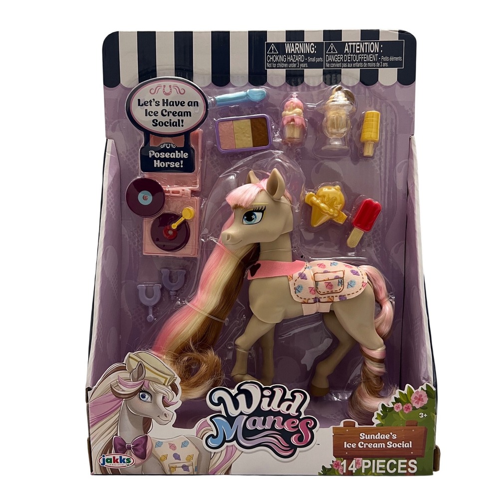 Jakks Pacific Wild Manes Sundae's Ice Cream Social 14 Piece Poseable Horse Set